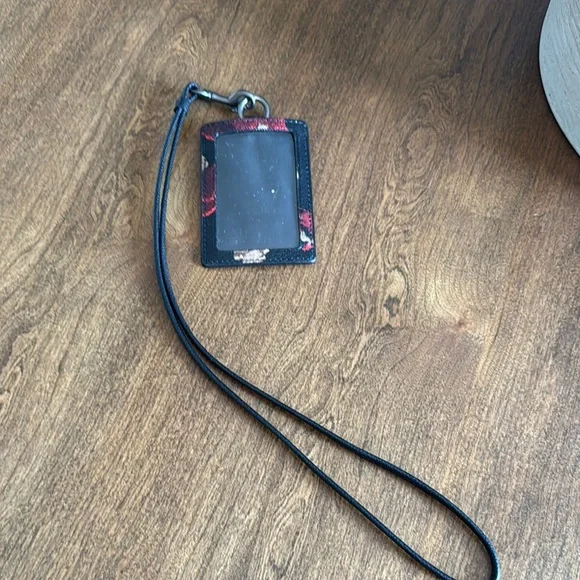 Coach Black ID Holder with Floral Design - Picture 3 of 4